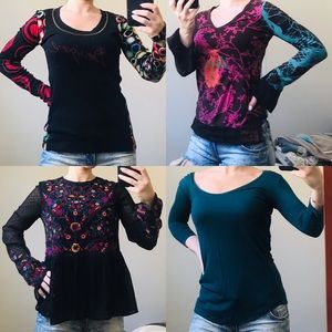 3 woman shirts ZARA + desigual